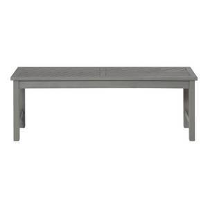 lot 118 image: Walker Edison Furniture Company Grey Wash Acacia Wood Modern Outdoor Dining Bench HDWB53VINGW
