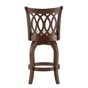 lot 120 image: Homesullivan 24 in. Loehr Cherry Swivel Cushioned Bar Stool 401133-24BL