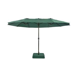 lot 124 image: Hampton Bay 8.8 ft. x 14 ft. Triple Vent Market Outdoor Patio Umbrella in Hunter Green with Sand Bag Base B055-P-N02