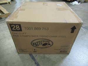 lot 146 image: Hampton Bay Oak Cliff Stationary Metal Outdoor Dining Chair with Chili Cushion (2-Pack) 176-411-DC2