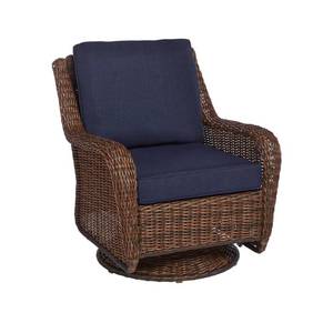 lot 206 image: Hampton Bay Cambridge Brown Wicker Swivel Outdoor Rocking Chair 65-17148B4
