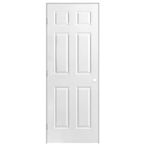 lot 630 image: Masonite 30 x 80 Solidoor 6-Panel Right-Handed Solid-Core Textured Primed Composite Single Prehung Interior Door, 18870