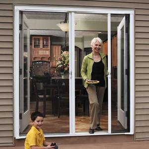 lot 644 image: Larson 72 in. x 80 in. Brisa White Standard Height Double Door Kit Retractable Screen Door, 77020371