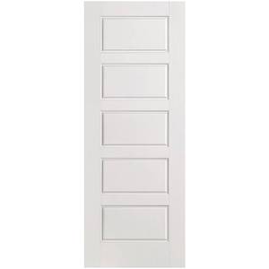 lot 648 image: Masonite 30 in. x 80 in. Riverside 5-Panel Right-Handed Hollow-Core Smooth Primed Composite Single Prehung Interior Door, 10638 - Some Light ScuffsScratches.