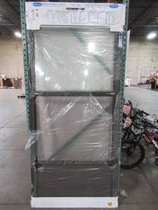 lot 617 image: Comfort-Bilt 36 x 8081 Fremont Brown Mid-View Tempered Glass Standard Half Screen Storm Door, C0108042