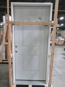 lot 627 image: Steves & Sons 36 in. x 80 in. Premium 2-Panel Roundtop Right-Hand Inswing Primed White Steel Prehung Front Door with 6-916 in. frame, ST21-PR-30-6IRH