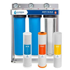 lot 657 image: Express Water Whole House Water Filter  3 Stage Anti Scale Home Water Filtration System  Sediment, Phosphate, and Carbon Filters, WH300SCPS