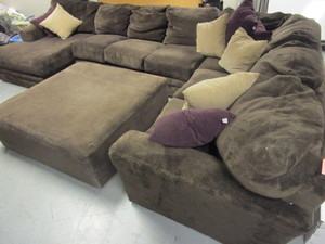 lot 102 image: SECTIONAL SOFA WITH OTTOMAN