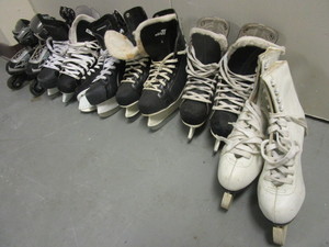 lot 128 image: ICE SKATES, YOUTH SIZES, ROLLER BLADES, WOMENS FIGURE SKATES