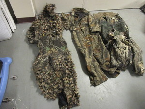 lot 134 image: SCENT-BLOCKER CAMO LEAF SUIT, GUIDE SERIES CAMO COVERALLS, CARHARTT JACKET, MORE
