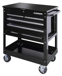 lot 1 image: HUSKY 33 in. W 4-Drawer Mechanics Tool Utility Cart in Gloss Black
