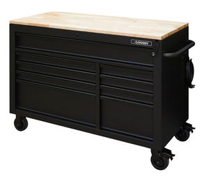 lot 6 image: HUSKY Heavy-Duty 52 in. W 9-Drawer, Deep Tool Chest Mobile Workbench in Matte Black with Adjustable-Height Hardwood Top