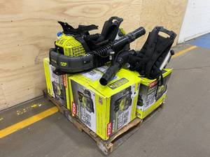 lot 8 image: RYOBI Salvage Lot of Seven- Various Backpack Blowers