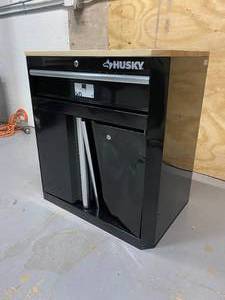 lot 10 image: HUSKY 28 in. W x 33 in. H x 18 in. D 1-Drawer 2-Door Steel Garage Base Cabinet (damaged)