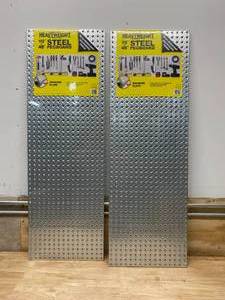 lot 23 image: KNAPE & VOGT Lot of Two- 16 in. x 48 in. Diamond Plate Galvanized Steel Pegboards