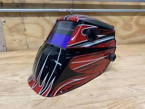lot 46 image: LINCOLN ELECTRIC Red Fierce Auto Darkening Welding Helmet Variable Shade 7-13 with Grind Mode