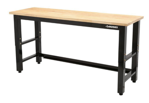 lot 57 image: HUSKY 6 ft. Adjustable Height Solid Wood Top Workbench