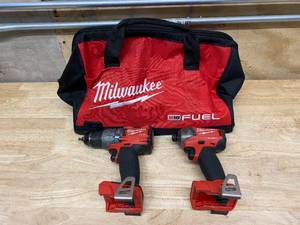 lot 82 image: MILWAUKEE M18 18-Volt Lithium-Ion Cordless Drill DriverImpact Driver Combo Kit (2-Tool) and Tool Bag (Batteries and Charger NOT Included.