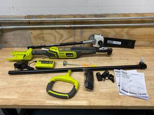 lot 83 image: RYOBI Lot of Two Items.  One- Ryobi RY40002 40-Volt X Lithium-Ion Power head and One- Expand-It Universal Pole Saw Attachment