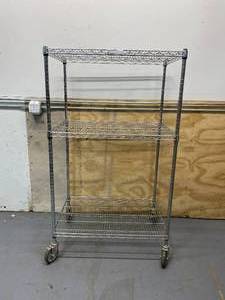 lot 100 image: ULINE 3 Tier Shelving Unit on Casters