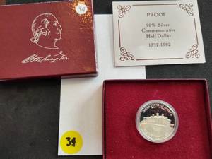 250th Anniversary 90% Silver Commemorative Washington Half Dollar with Mint Package and COA