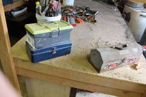 lot 48 image: Lot of (3) Metal and Plastic Tool Boxes