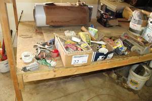 lot 22 image: Misc. Tools, Tile Cutter, Tire Repair, Etc.
