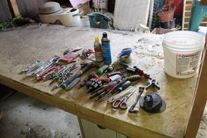 lot 42 image: Socket Set, Hammer, Screwdrivers, Drill Bits, Levels, Pliers, Wire Cutters, Misc. Hardware and More