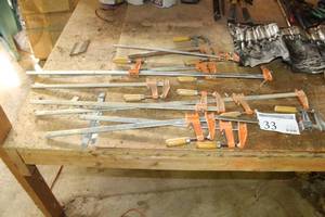 lot 33 image: Lot of (11) Wood Slide Clamps