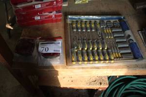 lot 70 image: WorkForce 105-piece Screwdriver Set with Pouch, 2-LED Submersible StopTurn Light 7 Function Trailer Lights