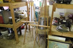 lot 136 image: Lot of (2) Wood Paint Easels