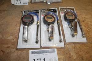 lot 174 image: Lot of (3) Paddle Trigger Digital Tire Inflator with Dual Chuck