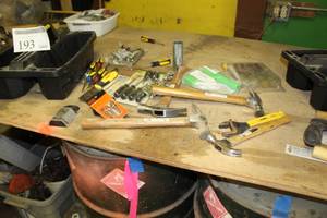 lot 193 image: Tool Caddy, Hammers, Pliers, Screwdrivers, And More