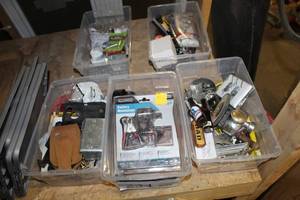lot 234 image: Lot of (5) Parts Organizer Storage Bins, Hardware