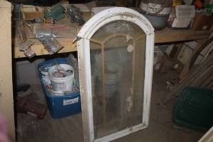 lot 254 image: House Exterior Arched Window and Frame with Decorative Wood Accents