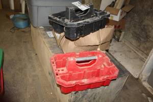 lot 279 image: Lot of (2) Plastic Tool Caddies with Metal Handle