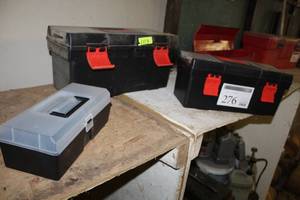 lot 276 image: Lot of (3) Plastic Tool Boxes