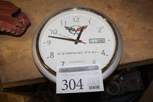 lot 304A image: Corvette Quartz Battery-Operated Wall Clock Collectible