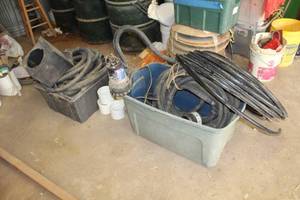 lot 311 image: Utility Pump, Hoses, PVC Pipe Sections, Misc. Drainage Parts