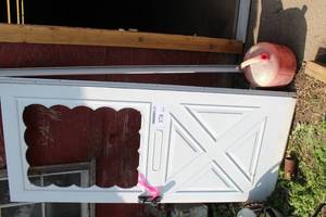 lot 378 image: House Exterior Half Window Screen Entrance Door with Hardware