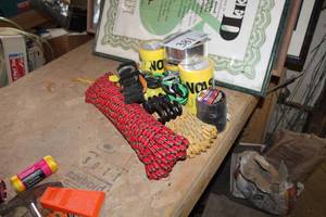 lot 381 image: Rope, CAUTION Tape, Bungee Cords, Rope with Hooks, Scotch Tape, Reflective Tape