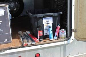 lot 389 image: Lot of (37) Bondo Heavy Duty Rubberized Undercoat 16oz. Aerosol Cans, Various Size Wiper Blades, Caulk Tubes, Oatey Regular Clear PVC Cement