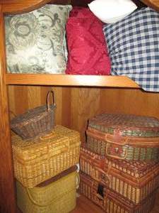 lot 18 image: Pillows & Wicker Baskets ...
