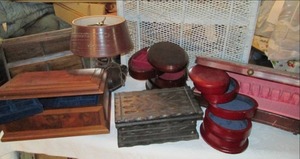 lot 25 image: Lot of Wood Storage Boxes & Contain...