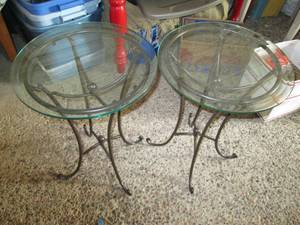 lot 40 image: (2) Metal Framed Side Tables With R...