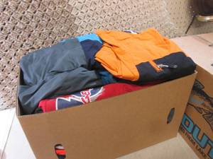 lot 52 image: Box Full of Assorted Clothes Jacket...
