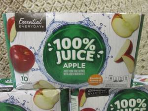 lot 100 image: Apple Juice Pouches 3 Packs  10 Po...