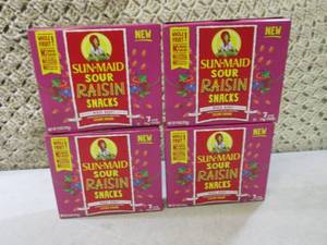 lot 107 image: 4 Boxes of Sun-Maid Sour Raisin Sna...