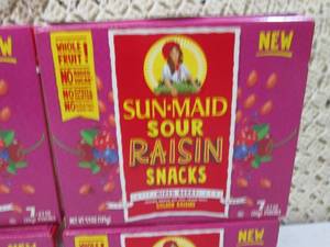 lot 108 image: 4 Boxes of Sun-Maid Sour Raisin Sna...