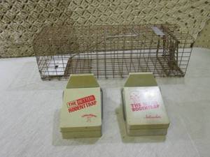 lot 198 image: Small Live Trap and 2 Rodent Traps ...
